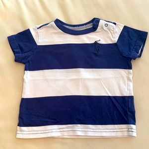 Ralph Lauren classic stripe boys tee 6M - snap collar